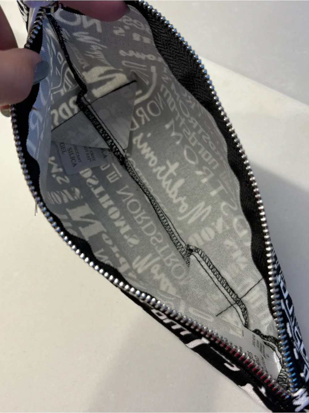 Nordstrom Black and White Logo-Print Toiletry Pouch